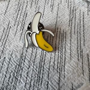 Yellow and White Banana Hat Scarf Bag Lapel pin